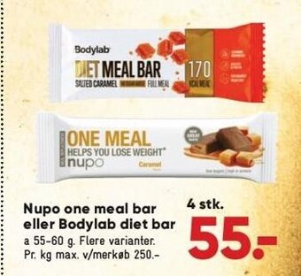 Bilka Nupo one meal bar eller bodylab diet bar tilbud