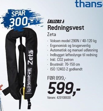 Thansen Lalizas redningsvest tilbud