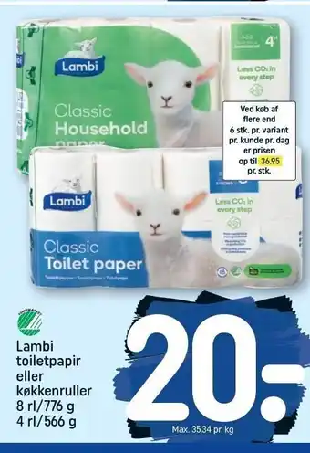 REMA 1000 Lambi toiletpapir eller køkkenrulle tilbud