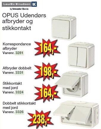Harald Nyborg Lauritz knudsen opus udendørs afbryder og stikkontakt tilbud