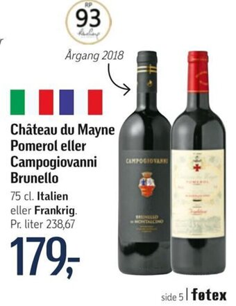 Føtex Château du Mayne Pomerol eller Campogiovanni Brunello tilbud
