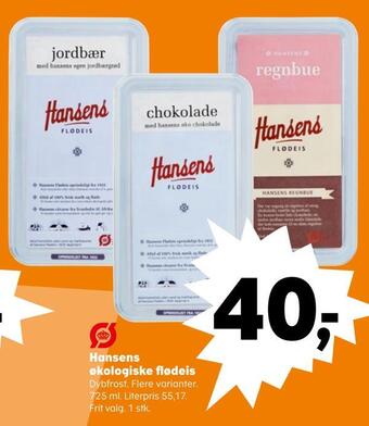 Kvickly Hansens økologiske flødeis tilbud