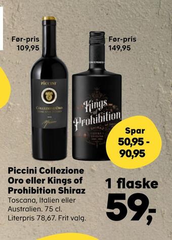 Piccini collezione oro eller kings of prohibition shiraz