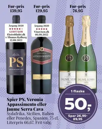 Dagli'Brugsen Spier ps, veronia appassimento eller jaume serra cava tilbud