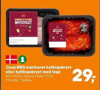 Kvickly Coop bbq marineret kyllingebryst eller kyllingebryst med lage tilbud