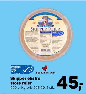 SuperBrugsen Skipper ekstra store rejer tilbud