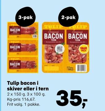 SuperBrugsen Tulip bacon i skiver eller i tern tilbud