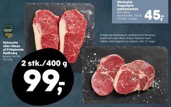 SuperBrugsen Entrecote eller ribeye af fritgående kødkvæg tilbud