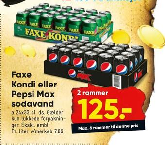 Bilka Faxe kondi eller pepsi max sodavand tilbud