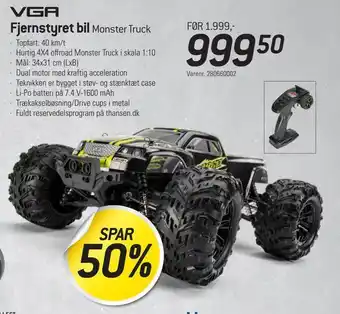 Fjernstyret bil monster truck