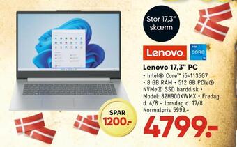 Bilka Lenovo 17,3 pc tilbud