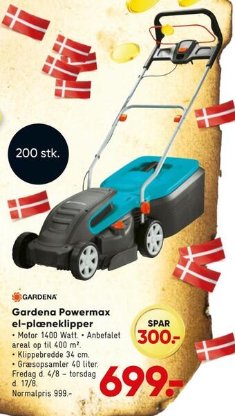 Bilka Gardena powermax el-plæneklipper tilbud
