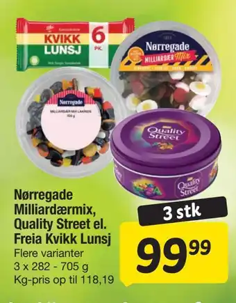 Fakta Tyskland Nørregade milliardærmix, quality street el. freia kvikk lunsj tilbud