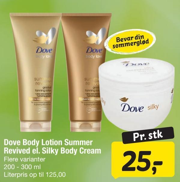 Dove body lotion summer revived el. silky body cream tilbud hos Fakta Tyskland