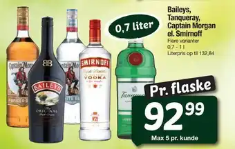 Fakta Tyskland Baileys, tanqueray, captain morgan el. smirnoff tilbud