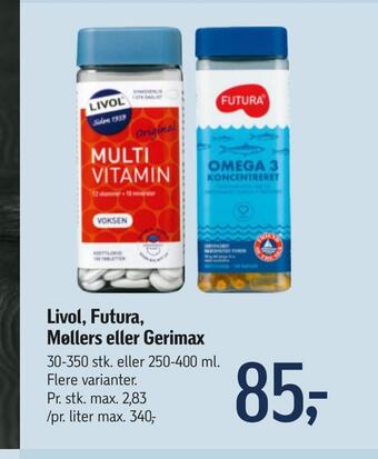 Føtex Livol, futura, møllers eller gerimax tilbud
