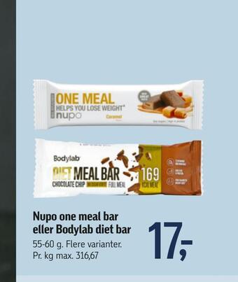 Føtex Nupo one meal bar eller bodylab diet bar tilbud