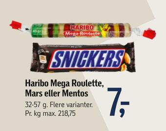 Føtex Haribo mega roulette, mars eller mentos tilbud