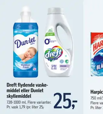 Føtex Dreft flydende vaskemiddel eller dunlet skyllemiddel tilbud