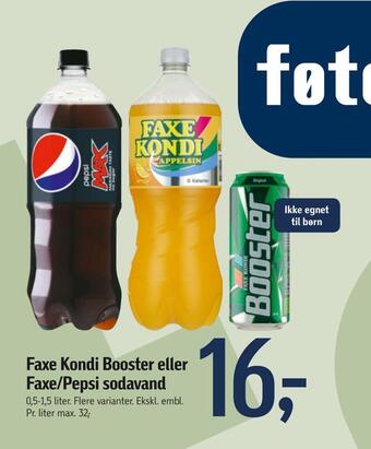 Føtex Faxe kondi booster eller faxe/pepsi sodavand tilbud