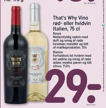 REMA 1000 That's why vino rød- eller hvidvin italien, 75 cl tilbud