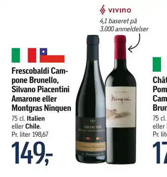 Føtex Frescobaldi campone brunello, silvano piacentini amarone eller montgras ninquen tilbud