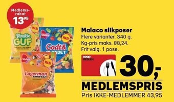 Kvickly Malaco slikposer tilbud