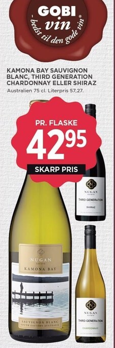 MENY Kamona bay sauvignon blanc, third generation chardonnay el. shiraz tilbud