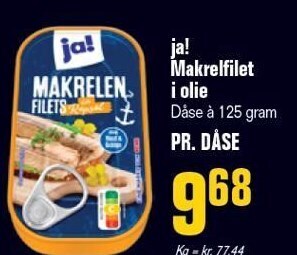 Poetzsch Padborg Ja! makrelfilet i olie tilbud