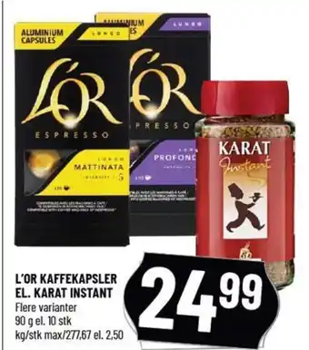 Løvbjerg L'OR KAFFEKAPSLER EL. KARAT INSTANT tilbud