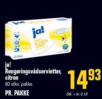 Poetzsch Padborg Ja! rengøringsvådservietter, citron tilbud