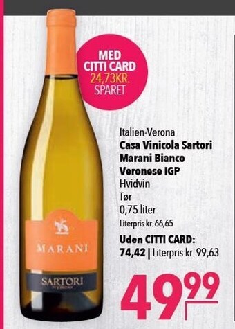 Citti Italien-verona casa vinicola sartori marani bianco veronese igp tilbud