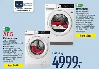 Føtex Aeg vaskemaskine eller tørretumbler tilbud