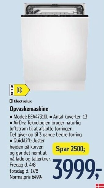Føtex Electrolux opvaskemaskine tilbud