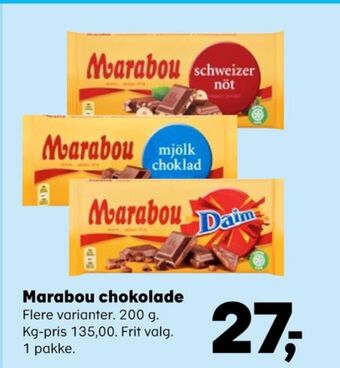 Kvickly Marabou chokoladeplade schweizernöt tilbud