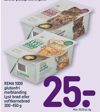 Rema 1000 glutenfri melblanding lyst brød eller softkernebrød