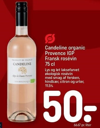 REMA 1000 Candeline organic provence igp fransk rosévin tilbud