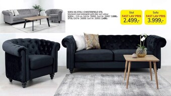 Daells Bolighus Sofa og stol i chesterfield stil tilbud