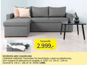 Daells Bolighus Sovesofa med chaiselong tilbud
