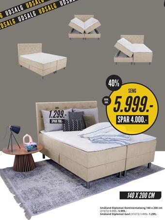 My Home Småland diplomat kontinentalseng 140 x 200 cm tilbud