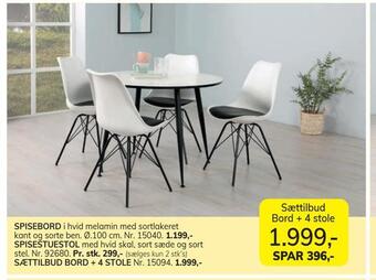 Daells Bolighus Sættilbud bord + 4 stole tilbud