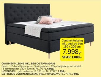 Daells Bolighus Continentalseng inkl. gavl og ben 180 x 200 cm tilbud