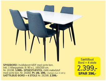 Daells Bolighus Sættilbud bord + 4 stole tilbud