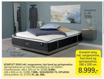 Daells Bolighus Komplet seng inkl. sengeramme, fast bund og springmadras tilbud