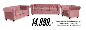 My Home Chesterfield lyx sofagruppe (3+2 pers. sofa + lænestol) tilbud
