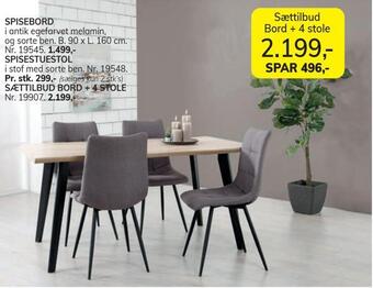 Daells Bolighus Sættilbud bord + 4 stole tilbud