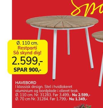 Daells Bolighus Havebord tilbud