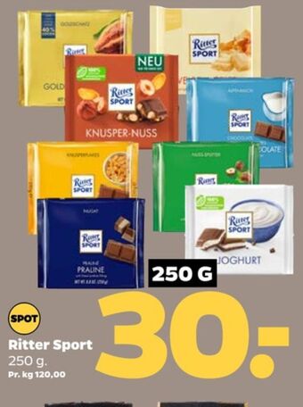 Netto Ritter sport chokoladeplade alpine milk chocolate tilbud
