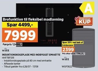 Power Witt induktionskogeplade med indbygget emhætte tilbud