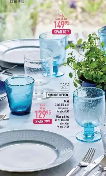 Imerco Casa living glas eller glas på fod - 3 stk. tilbud